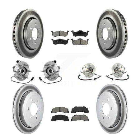 Front Rear Hub Bearing Coated Brake Rotor Pads Kit (10Pc) For Ford Expedition Lincoln 4WD KBB-133196