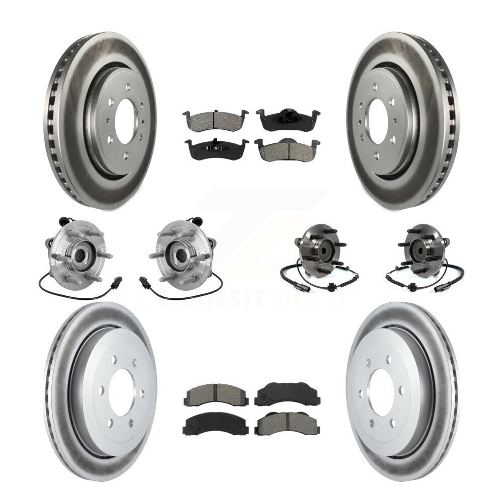 Front Rear Hub Bearing Coated Brake Rotor Pads Kit (10Pc) For Ford Expedition Lincoln RWD KBB-133197