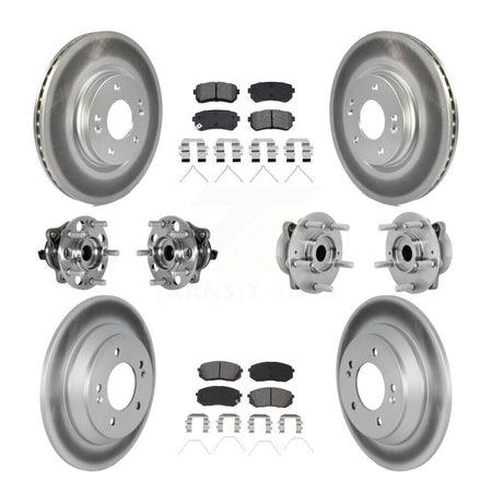 Front Rear Hub Bearings Coated Disc Brake Rotors And Pads Kit (10Pc) For Hyundai Kona KBB-133198