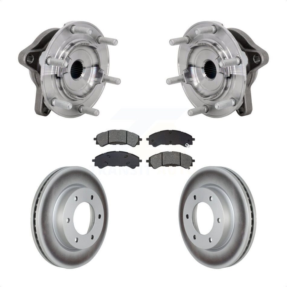 Front Hub Bearing Assembly Coated Disc Brake Rotor Pads Kit For 2019-2023 Ford Ranger 4WD KBB-133204