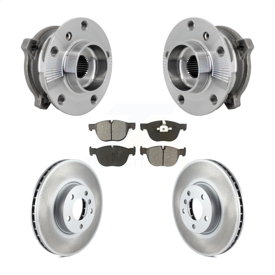 Front Hub Bearing Assembly Coated Brake Rotor And Pad Kit For BMW X5 X6 M12 x 1.25 Thread KBB-133217