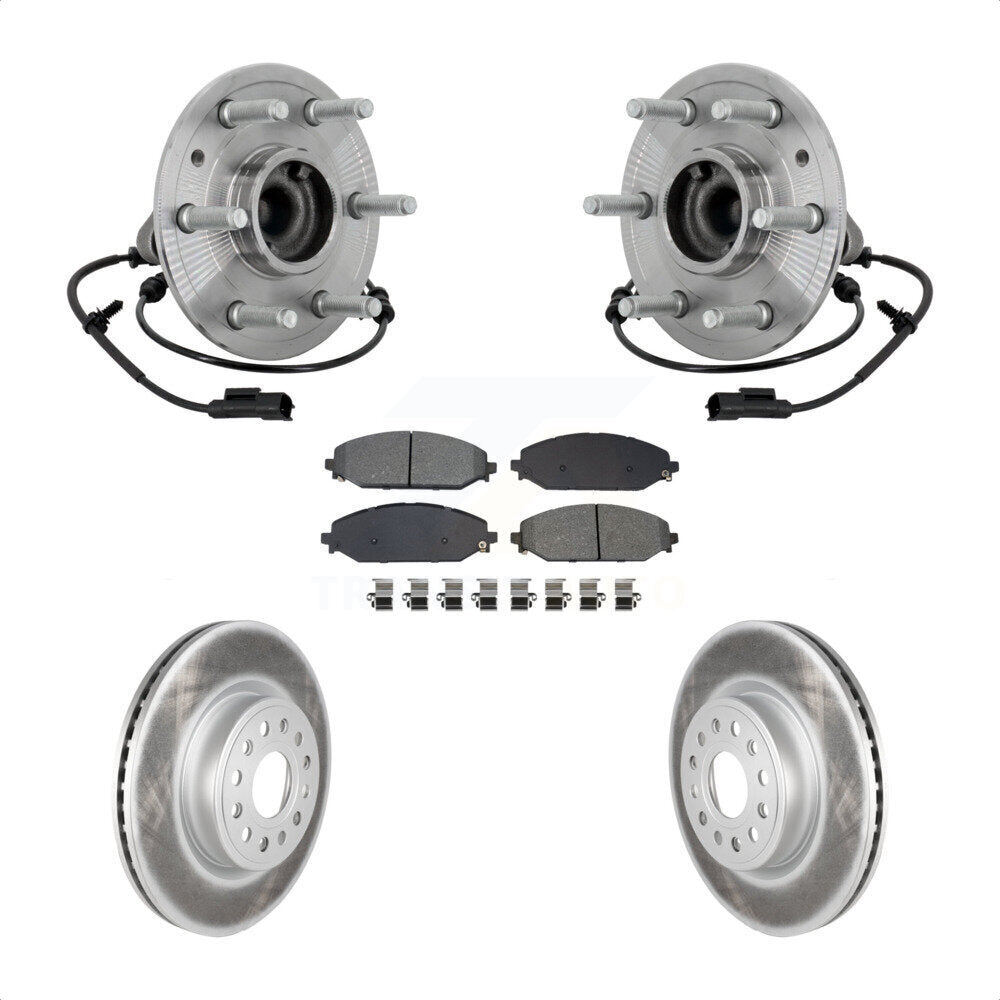 Front Hub Bearing Coated Disc Brake Rotor Pad Kit For Ram 1500 Without 22" Factory Wheels KBB-133228