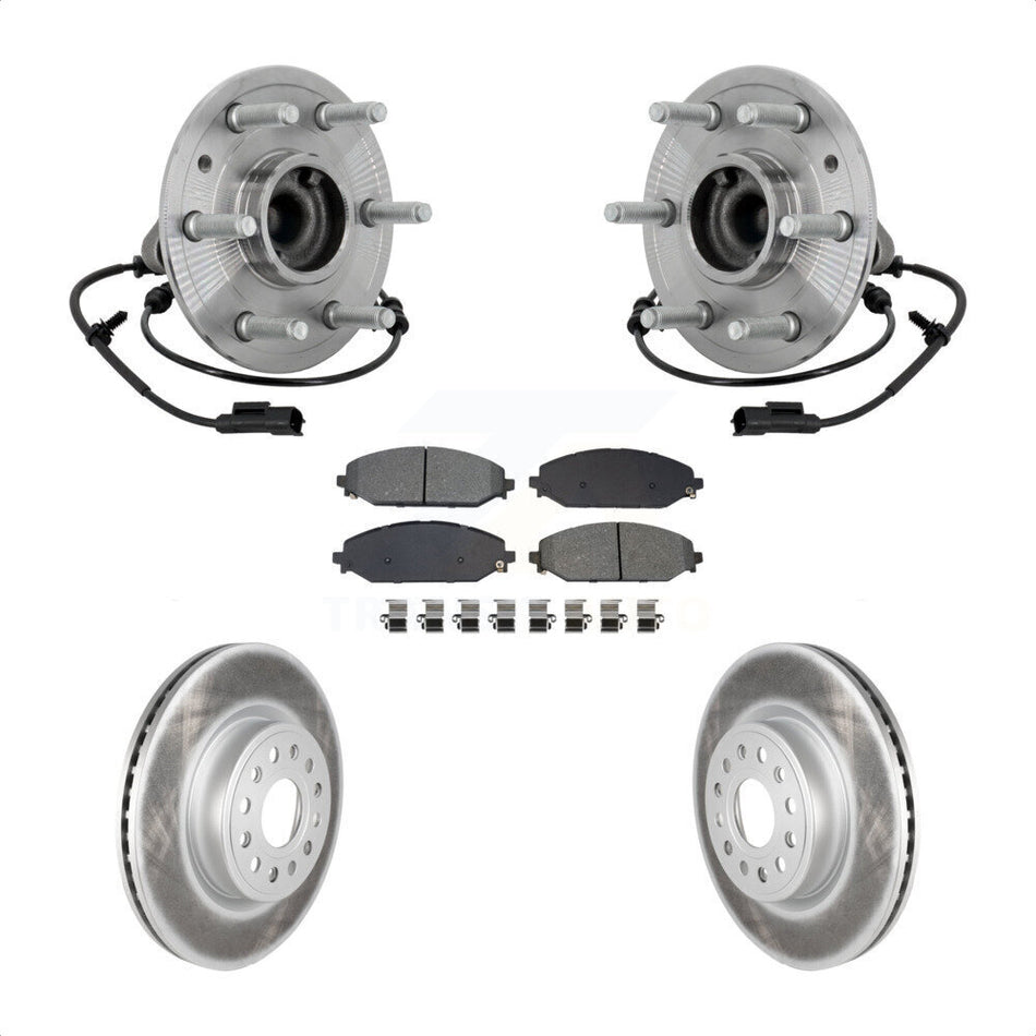 Front Hub Bearing Coated Disc Brake Rotor Pad Kit For Ram 1500 Without 22" Factory Wheels KBB-133228