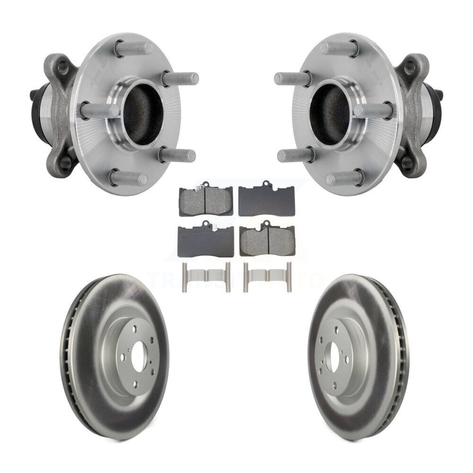 Front Hub Bearing Assembly Coated Disc Brake Rotor & Pad Kit For Lexus IS300 IS350 IS200t KBB-133232