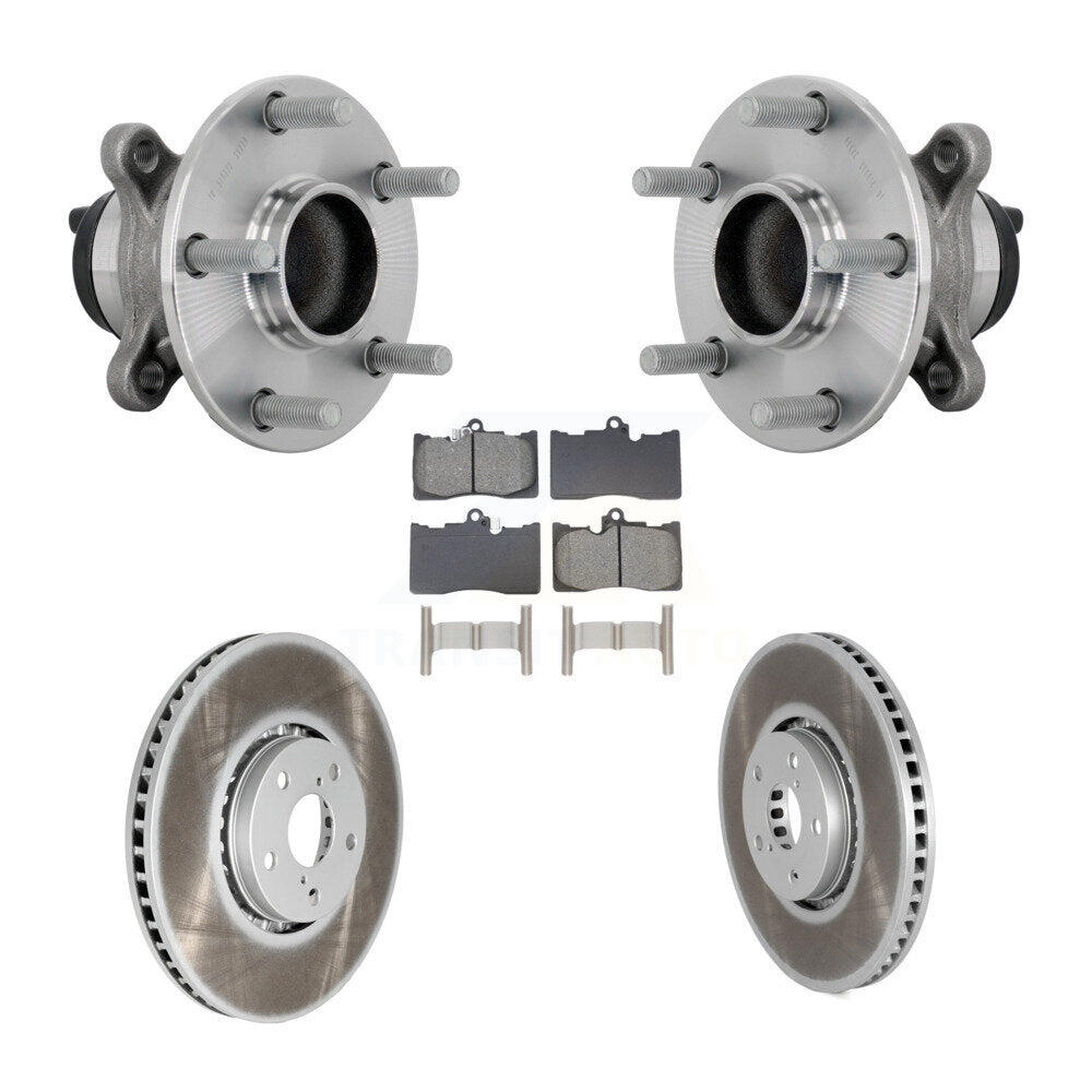 Front Hub Bearing Assembly Coated Disc Brake Rotor & Pad Kit For Lexus IS350 IS300 IS200t KBB-133233