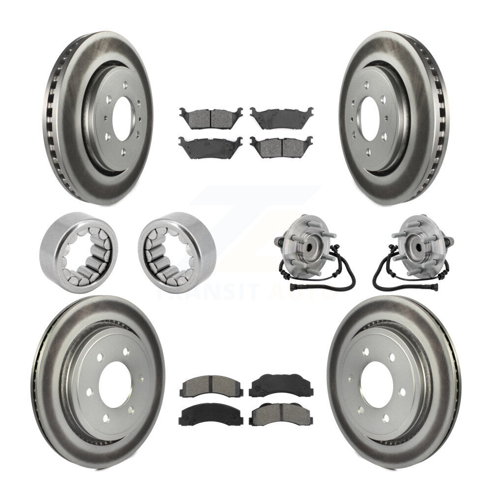 Front Rear Hub Bearing Coat Brake Rotor Pads Shoe Kit (10Pc) For 2015-2017 Ford F-150 RWD KBB-133242