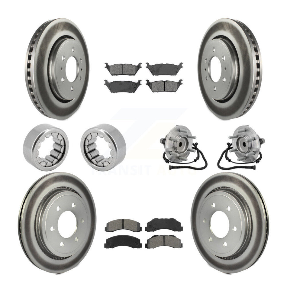 Front Rear Hub Bearing Coat Brake Rotor Pads Shoe Kit (10Pc) For 2015-2017 Ford F-150 RWD KBB-133242