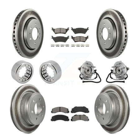 Front Rear Hub Bearing Coat Brake Rotor Pads Shoe Kit (10Pc) For 2015-2017 Ford F-150 RWD KBB-133243