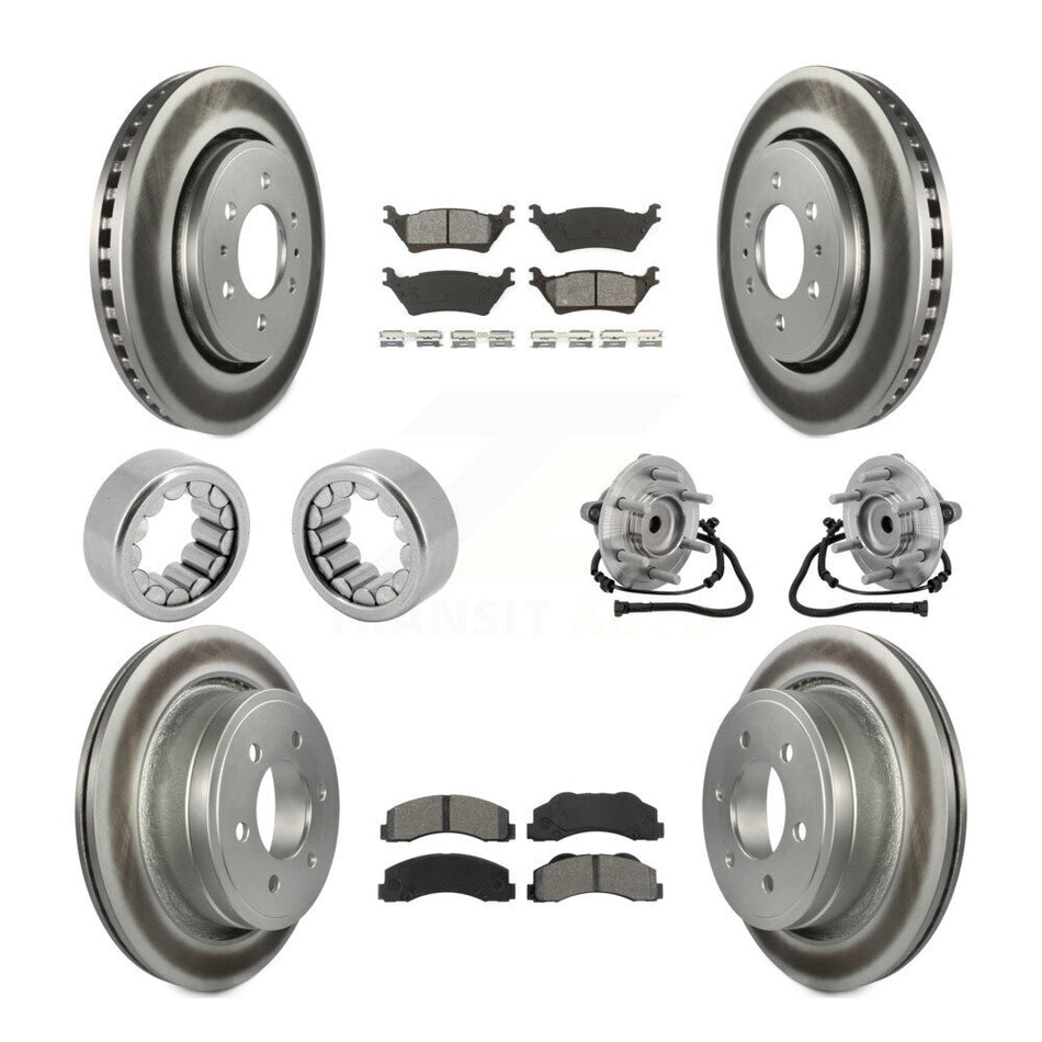 Front Rear Hub Bearing Coat Brake Rotor Pads Shoe Kit (10Pc) For 2015-2017 Ford F-150 RWD KBB-133243