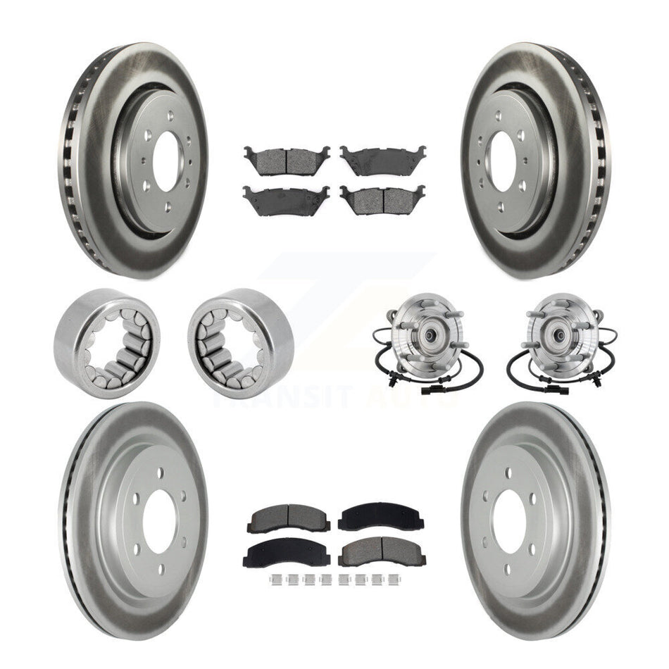 Front Rear Hub Bearing Coated Brake Rotor Pad Shoe Kit (10Pc) For 18-20 Ford F-150 Raptor KBB-133246
