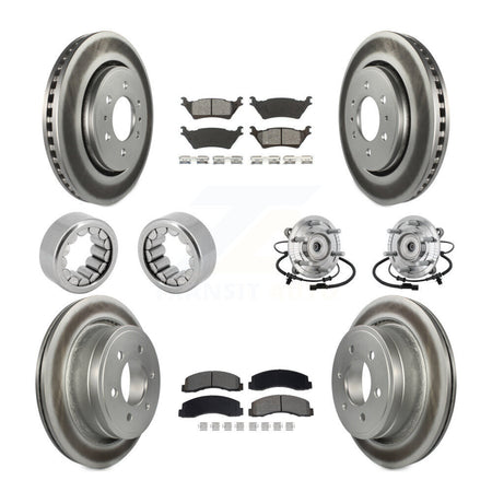 Front Rear Hub Bearing Coated Brake Rotor Pad Shoe Kit (10Pc) For 18-20 Ford F-150 Raptor KBB-133247
