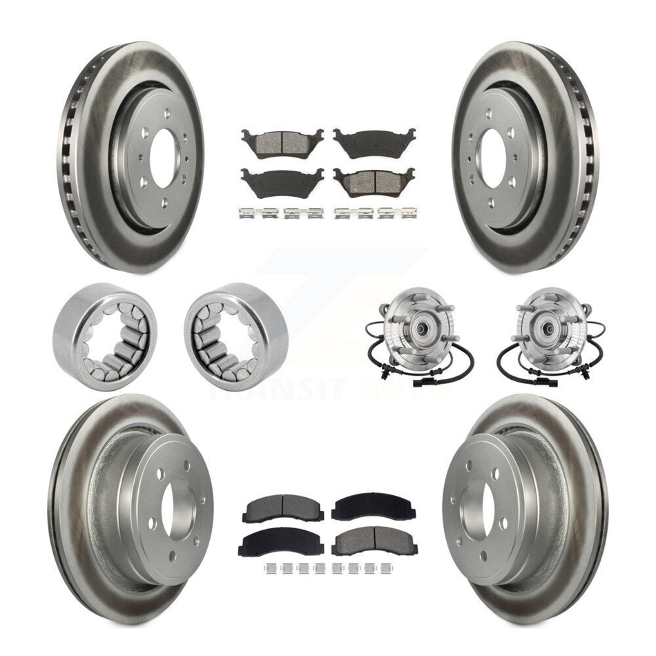 Front Rear Hub Bearing Coated Brake Rotor Pad Shoe Kit (10Pc) For 18-20 Ford F-150 Raptor KBB-133247