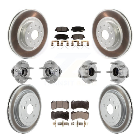 Front Rear Hub Bearings Coated Disc Brake Rotors And Pads Kit (10Pc) For Cadillac CTS KBB-133255