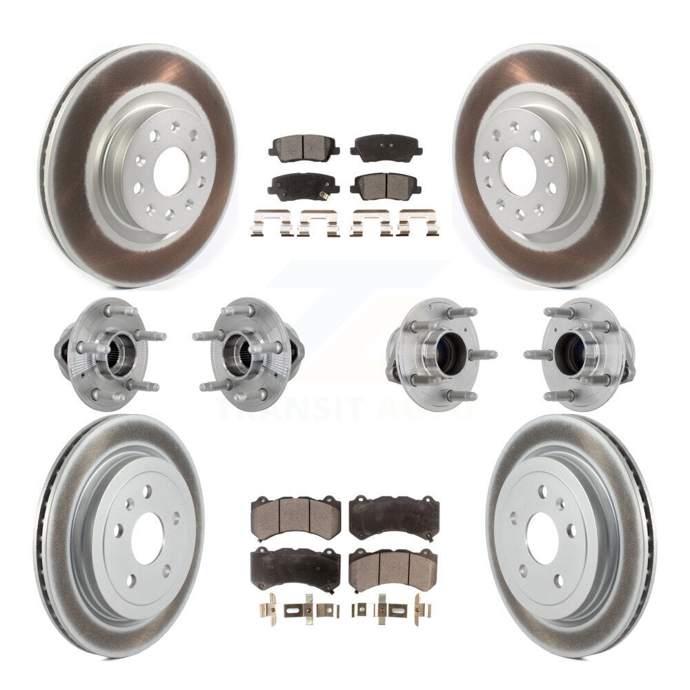 Front Rear Hub Bearings Coated Disc Brake Rotors And Pads Kit (10Pc) For Cadillac CTS KBB-133256