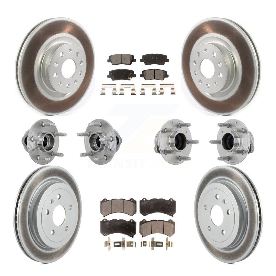 Front Rear Hub Bearings Coated Disc Brake Rotors And Pads Kit (10Pc) For Cadillac CTS KBB-133256