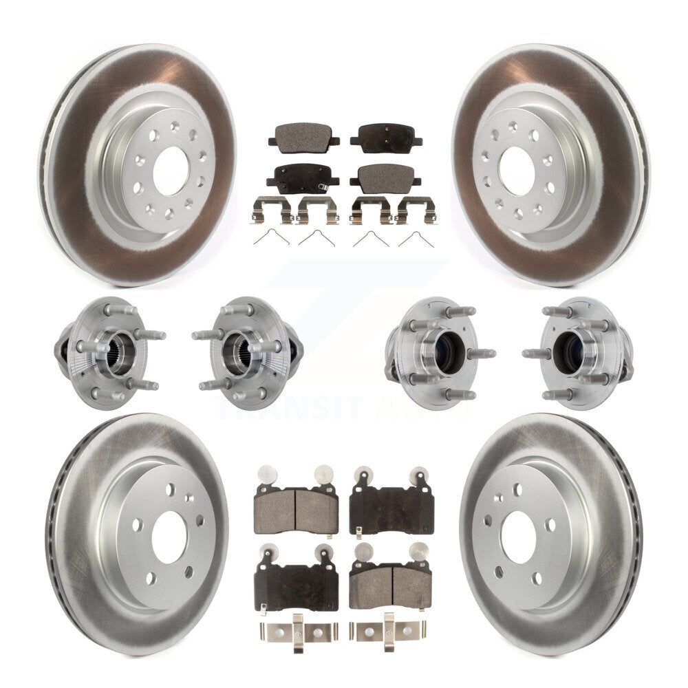 Front Rear Hub Bearing Coated Brake Rotor & Pad Kit (10Pc) For 2016-2018 Cadillac CT6 RWD KBB-133259