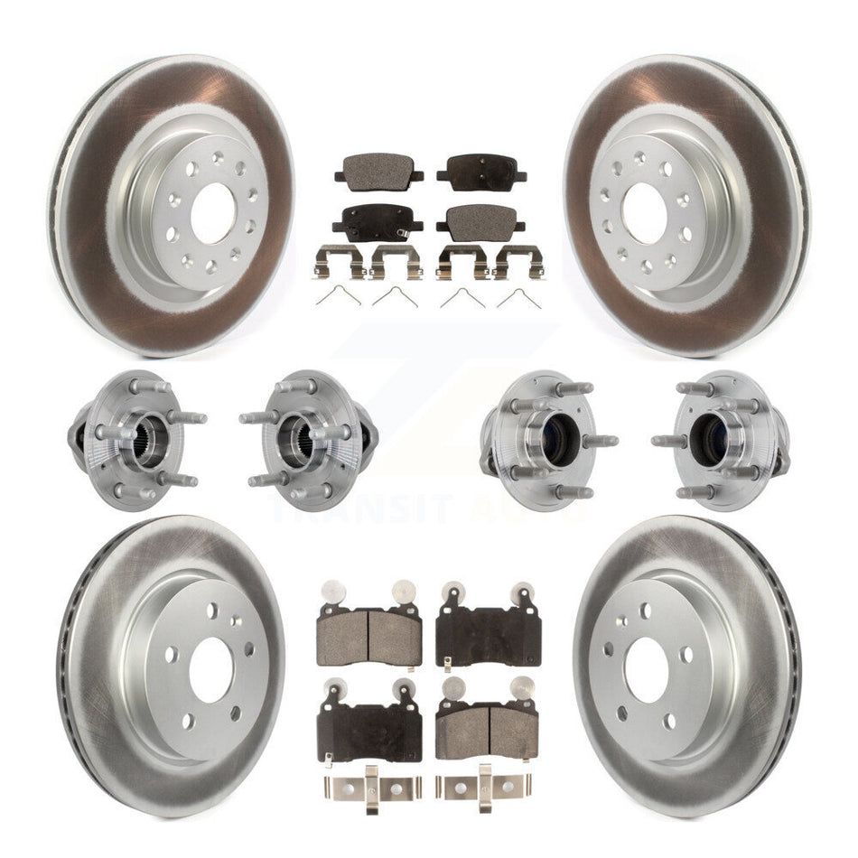 Front Rear Hub Bearing Coated Brake Rotor & Pad Kit (10Pc) For 2016-2018 Cadillac CT6 RWD KBB-133259
