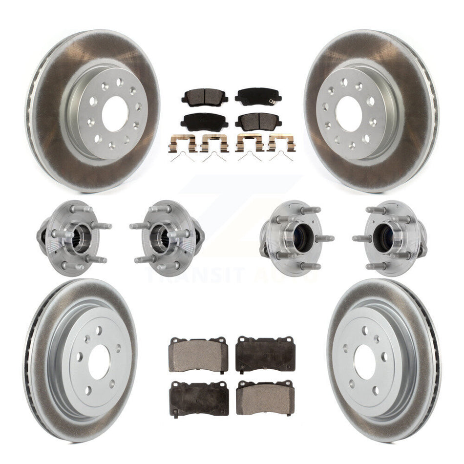 Front Rear Hub Bearings Coated Disc Brake Rotors And Pads Kit (10Pc) For Cadillac CTS KBB-133262
