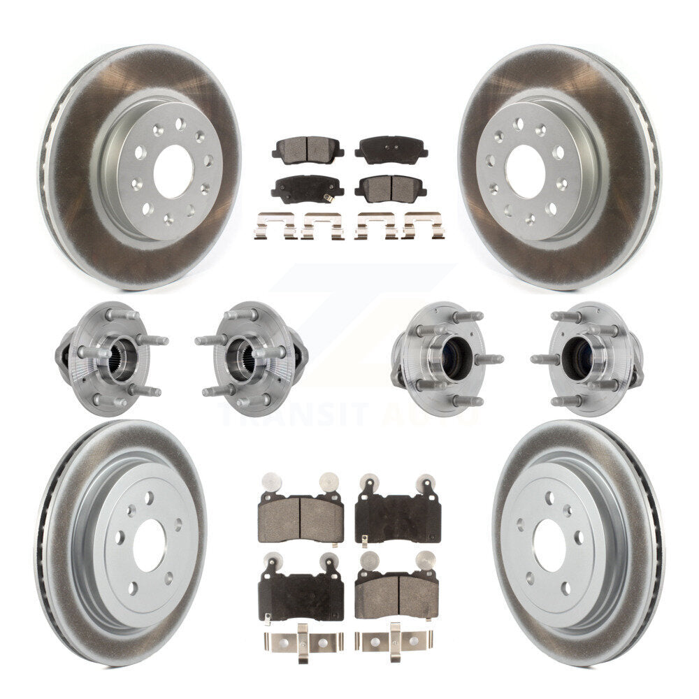 Front Rear Hub Bearings Coated Disc Brake Rotors And Pads Kit (10Pc) For Cadillac CTS KBB-133263