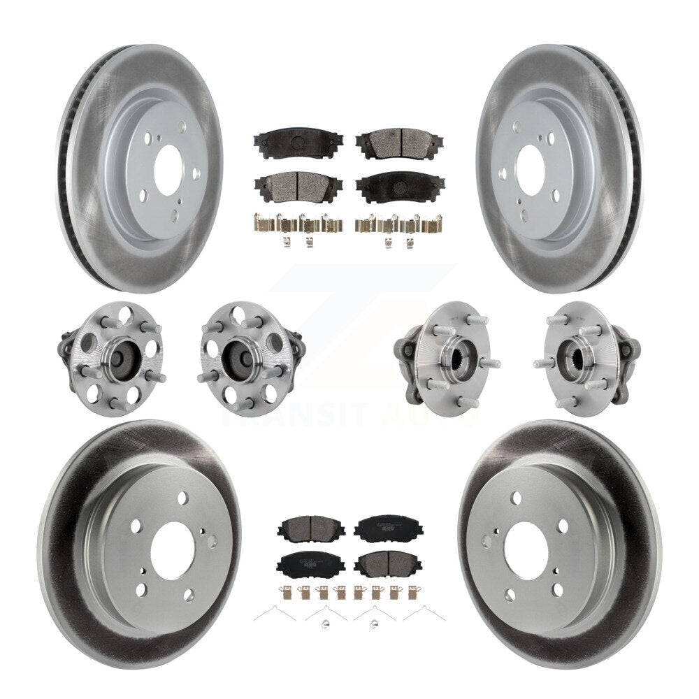Front Rear Hub Bearing Coated Disc Brake Rotor And Ceramic Pad Kit (10Pc) For Toyota C-HR KBB-133268