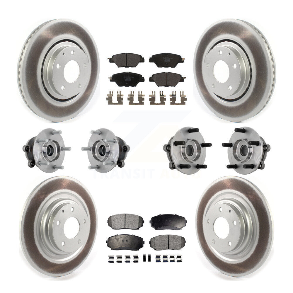 Front Rear Hub Bearing Coated Brake Rotor And Pad Kit (10Pc) For 2016-2023 Mazda CX-9 AWD KBB-133269