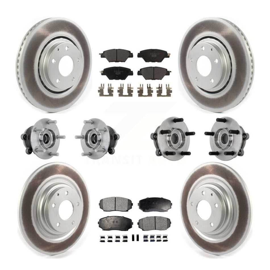 Front Rear Hub Bearing Coated Brake Rotor And Pad Kit (10Pc) For 2016-2023 Mazda CX-9 AWD KBB-133269