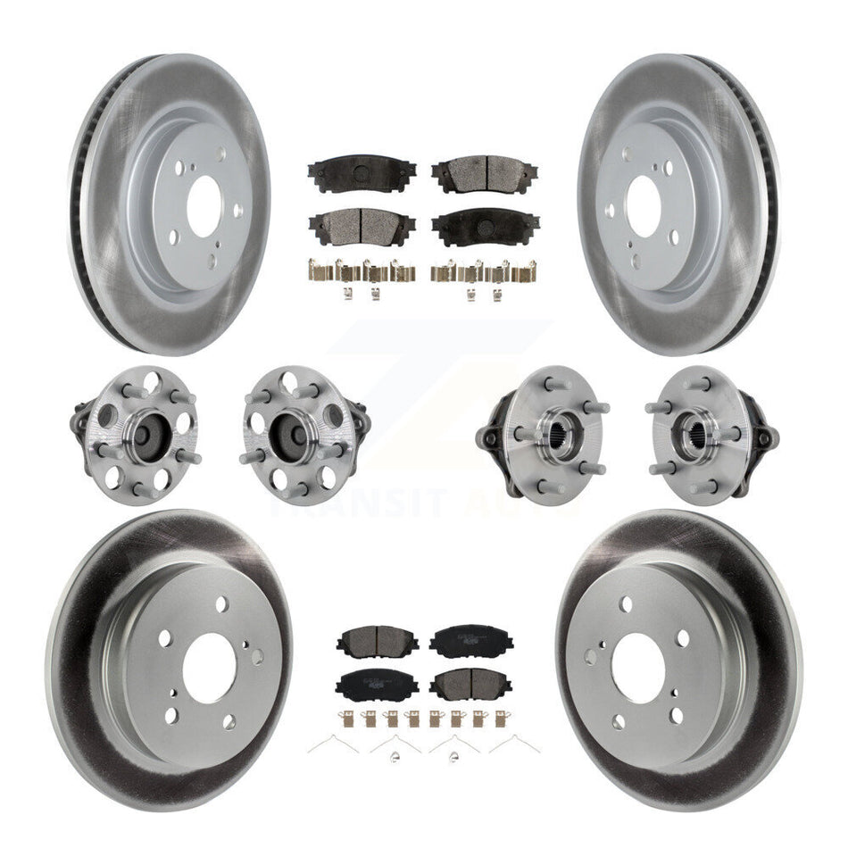 Front Rear Hub Bearing Coated Disc Brake Rotor And Ceramic Pad Kit (10Pc) For Toyota RAV4 KBB-133270