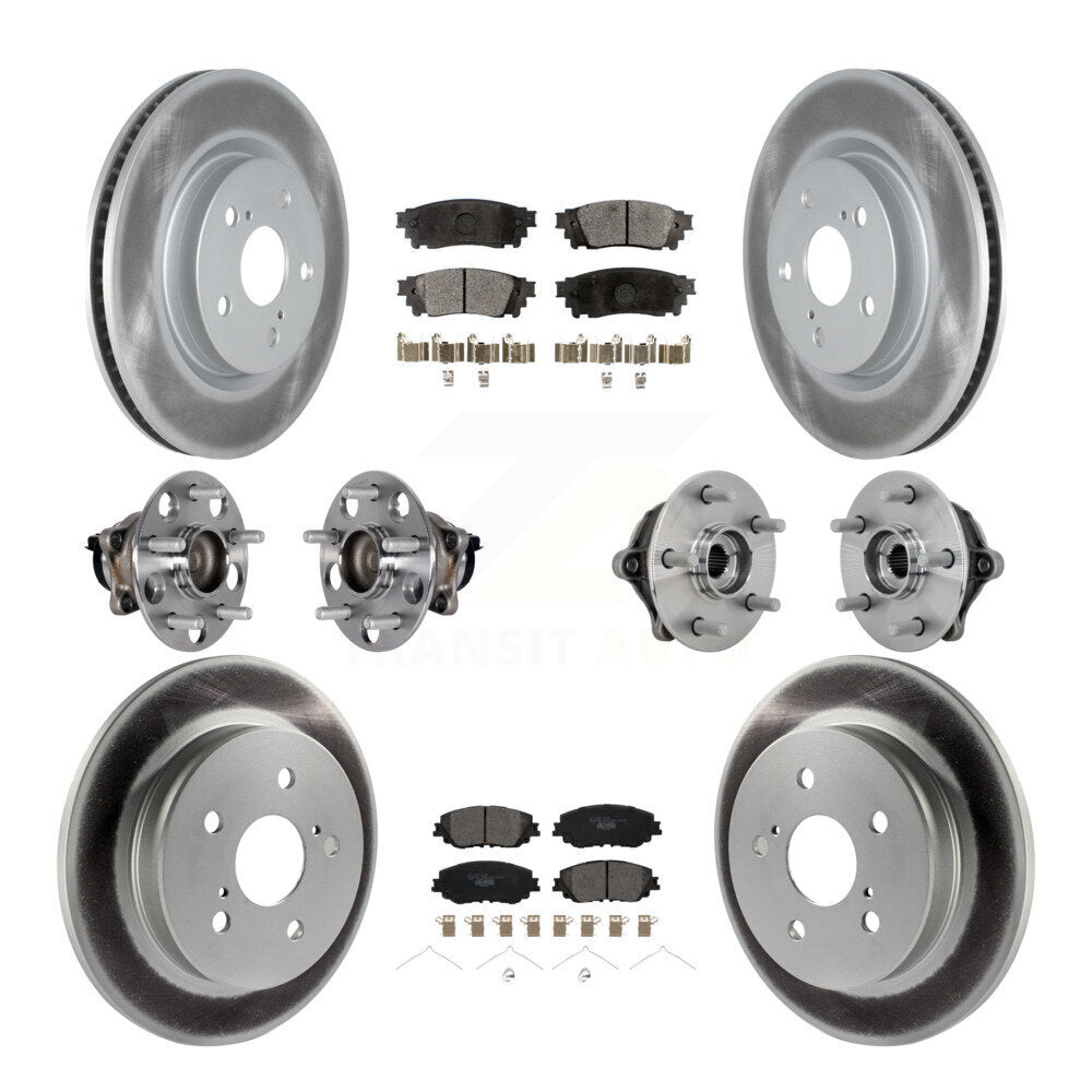 Front Rear Hub Bearing Coated Disc Brake Rotor And Ceramic Pad Kit (10Pc) For Toyota RAV4 KBB-133272
