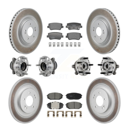 Front Rear Hub Bearing Coated Disc Brake Rotor & Pad Kit (10Pc) For Hyundai Sonata Kia K5 KBB-133279