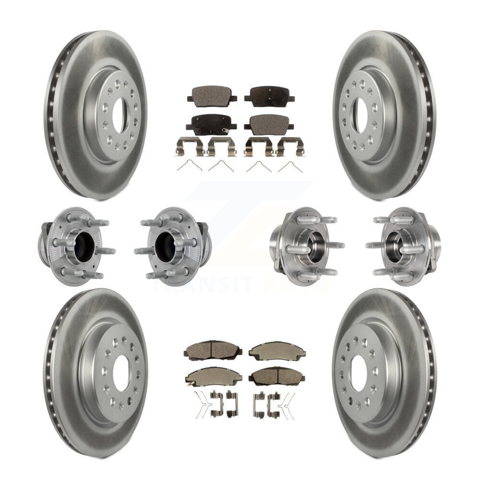 Front Rear Hub Bearing Coat Brake Rotor Pads Kit (10Pc) For Chevrolet Traverse GMC Acadia KBB-133281