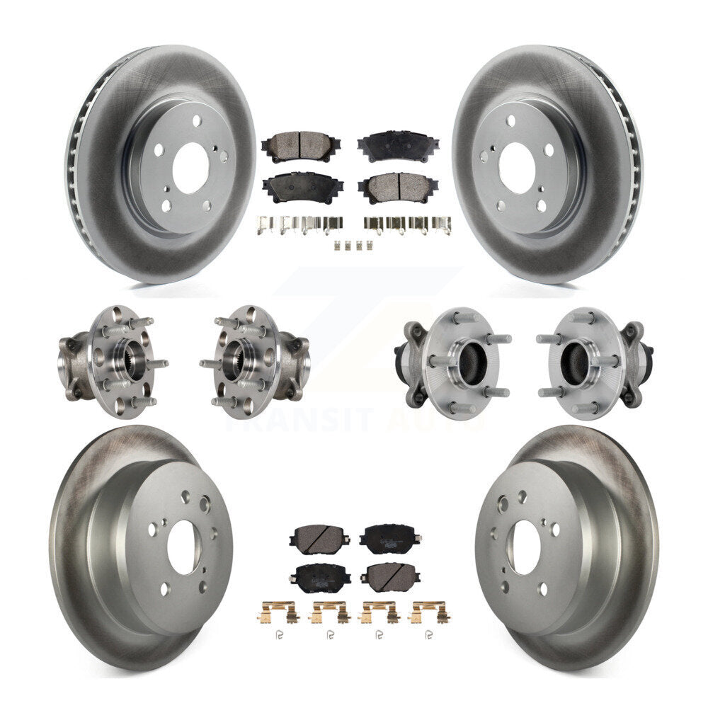 Front Rear Hub Bearing Coat Brake Rotor Pad Kit (10Pc) For 2014 Lexus IS250 Base with RWD KBB-133294