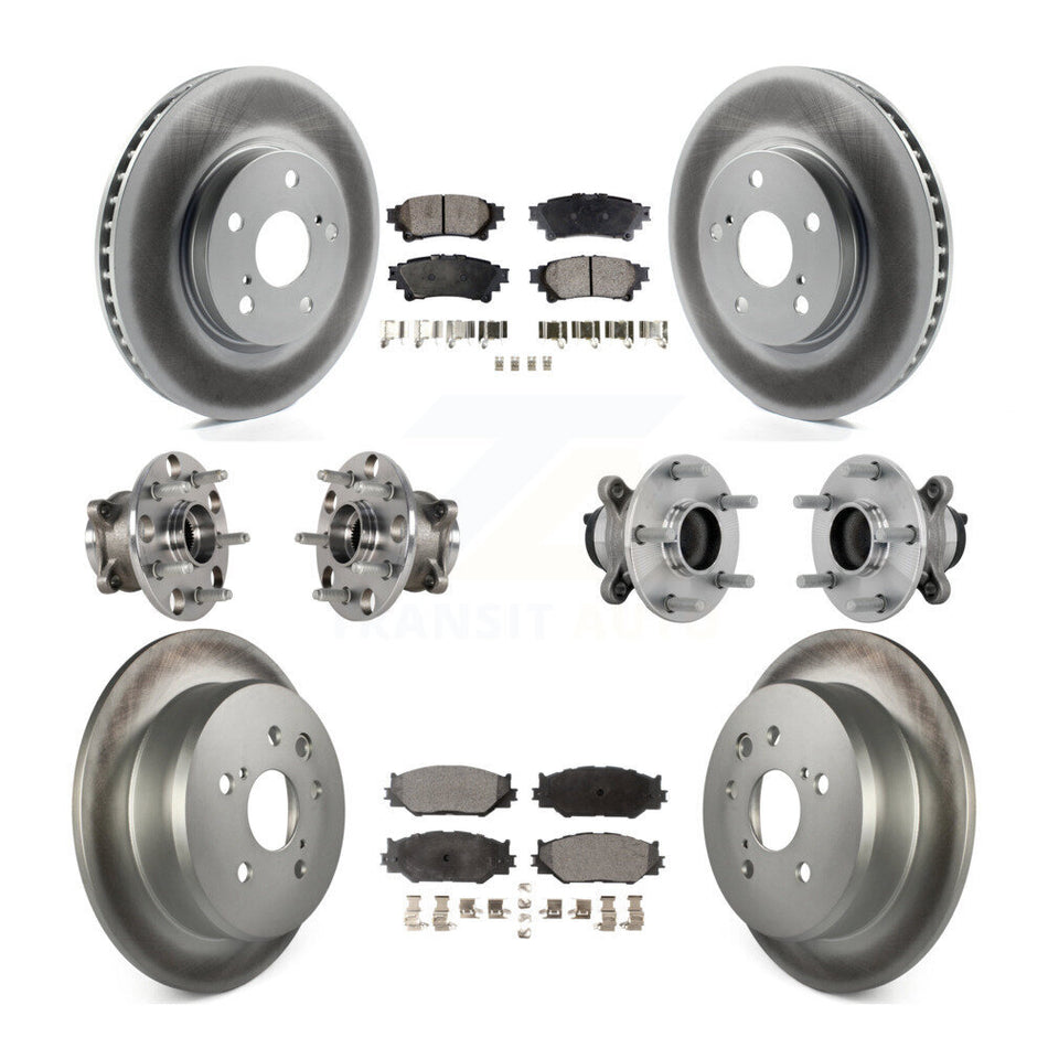 Front Rear Hub Bearing Coated Brake Rotor & Pads Kit (10Pc) For Lexus IS250 Base with RWD KBB-133295