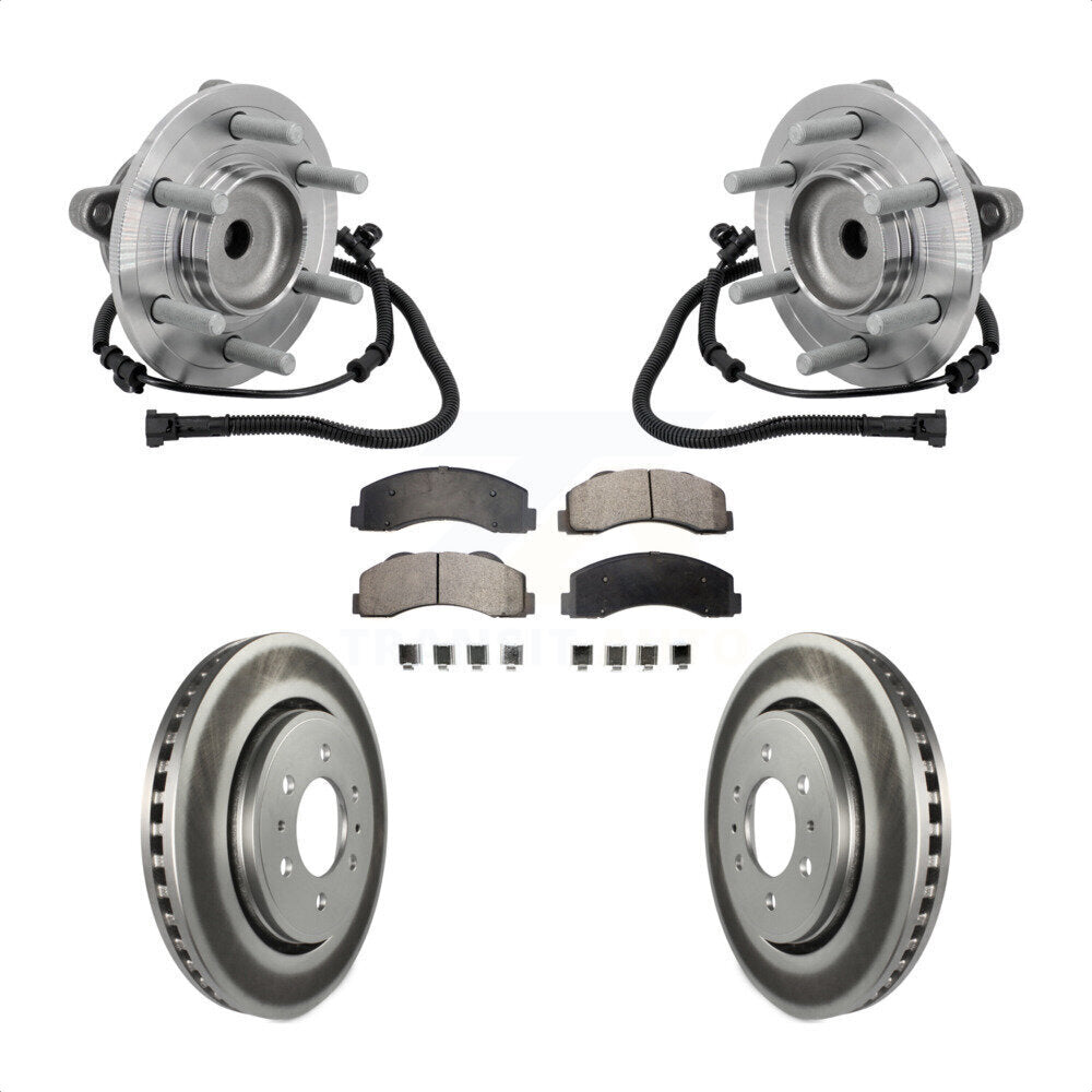 Front Hub Bearing Assembly Coated Disc Brake Rotor & Pad Kit For 2015-2017 Ford F-150 RWD KBB-133321