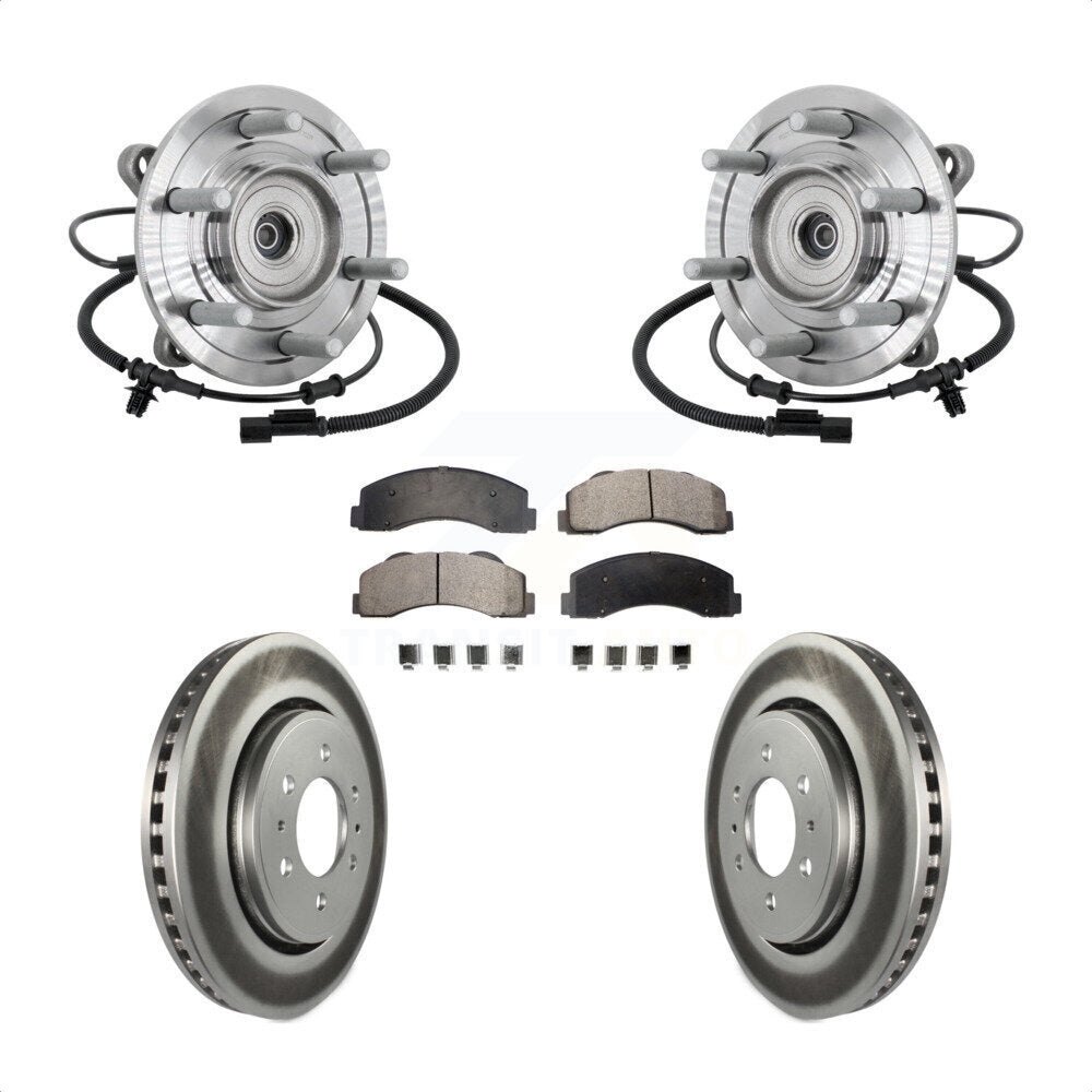 Front Hub Bearing Assembly Coated Brake Rotor Pad Kit For 2017 Ford F-150 Raptor with 4WD KBB-133322