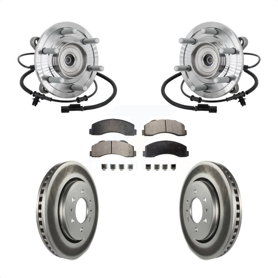 Front Hub Bearing Assembly Coated Brake Rotor Pad Kit For 2017 Ford F-150 Raptor with 4WD KBB-133322