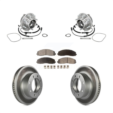 Front Hub Bearing Coated Brake Rotor Pads Kit For Ford F-450 Super Duty With 8 Lug Wheels KBB-133324
