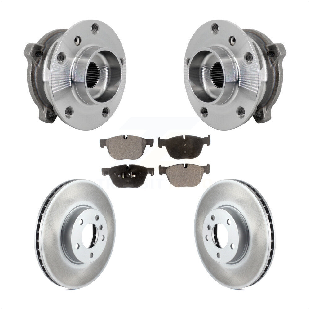 Front Hub Bearing Assembly Coated Brake Rotor And Pad Kit For BMW X5 X6 M12 x 1.25 Thread KBB-133329