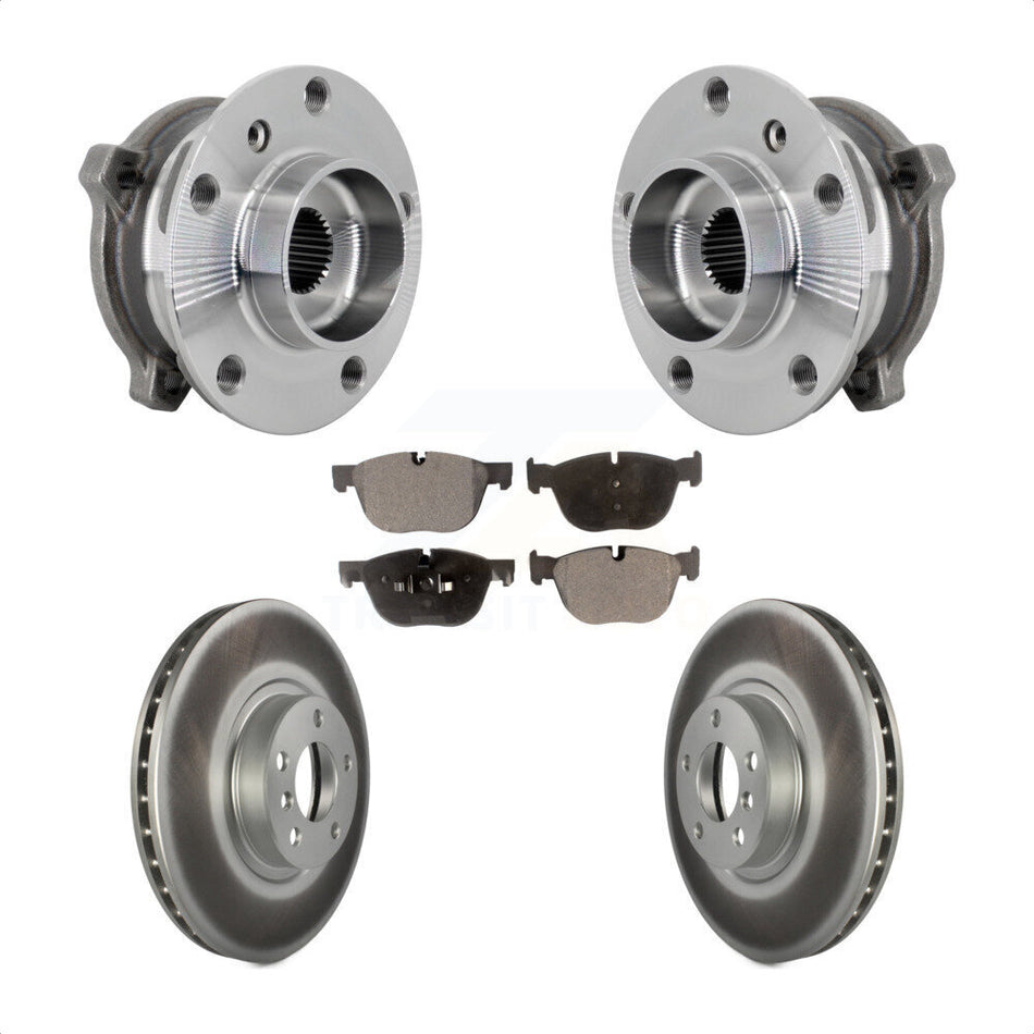 Front Hub Bearing Assembly Coated Brake Rotor And Pad Kit For BMW X5 X6 M12 x 1.25 Thread KBB-133330