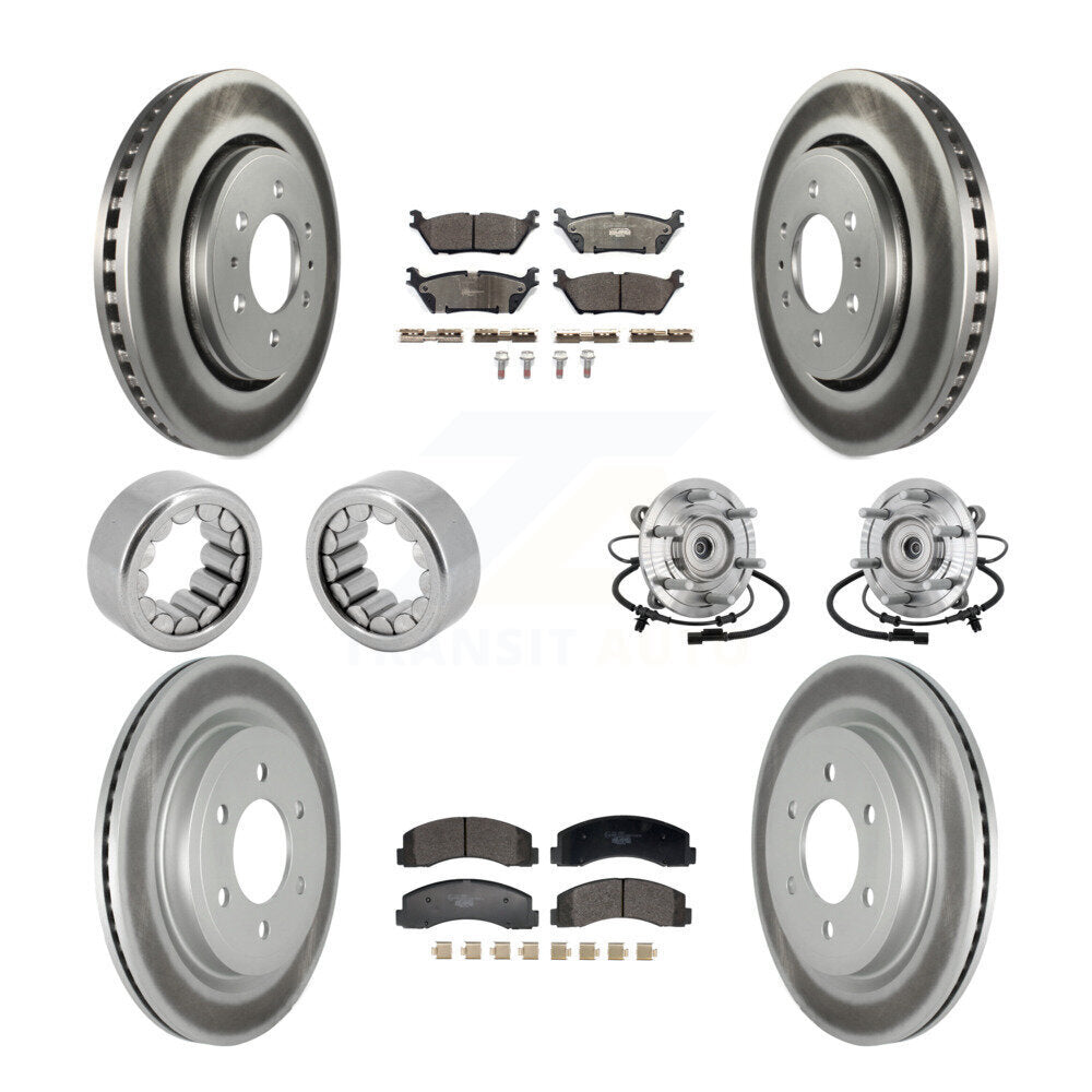 Front Rear Hub Bearing Coated Brake Rotor Pad Shoe Kit (10Pc) For 18-20 Ford F-150 Raptor KBB-133340