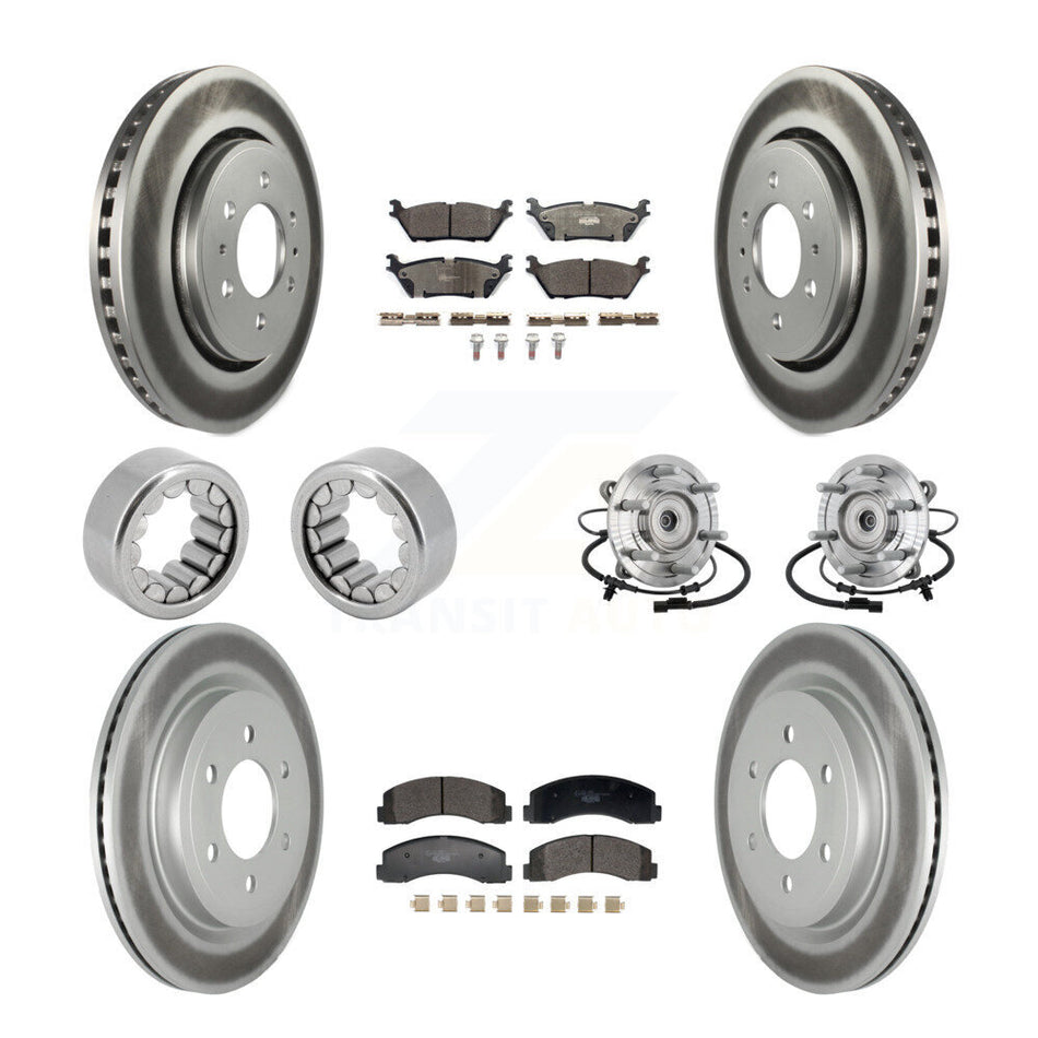 Front Rear Hub Bearing Coated Brake Rotor Pad Shoe Kit (10Pc) For 18-20 Ford F-150 Raptor KBB-133340