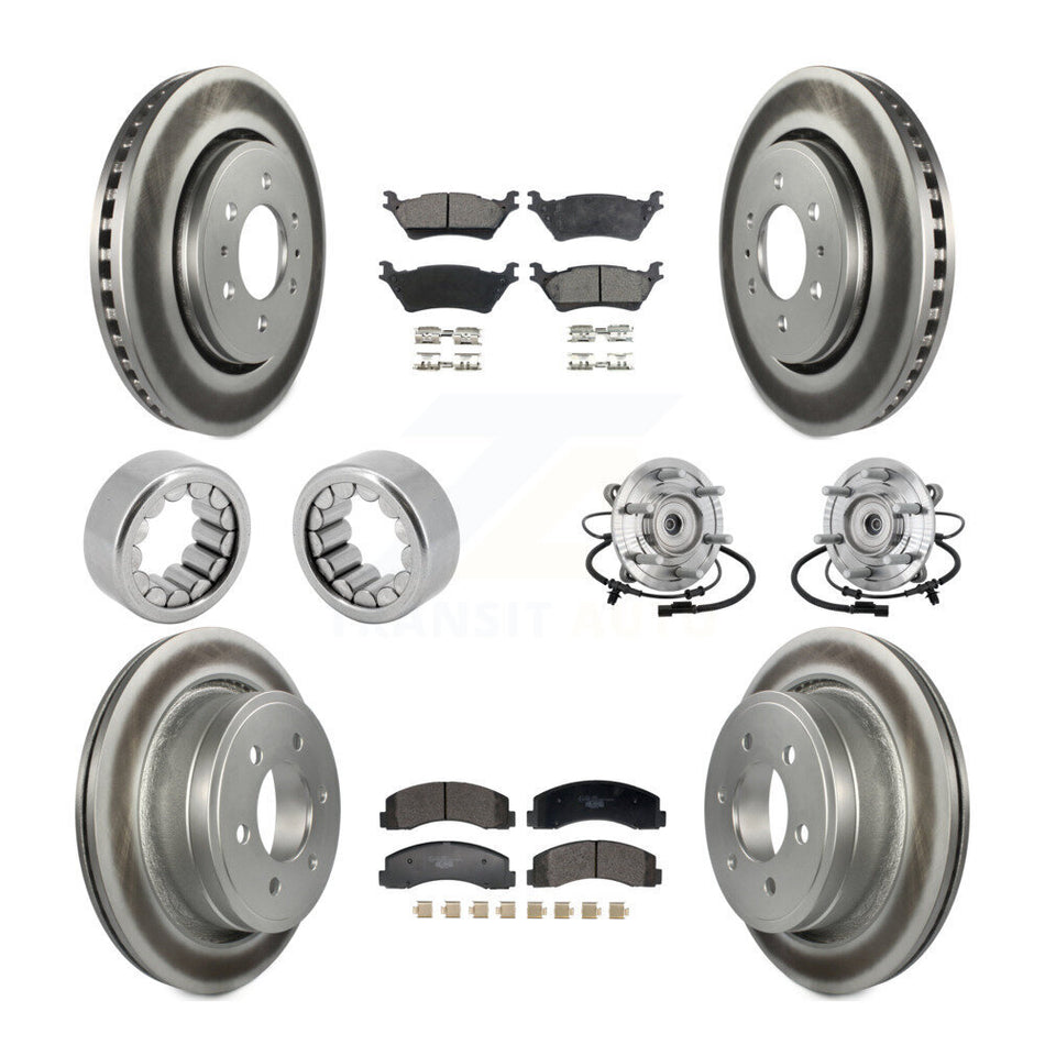 Front Rear Hub Bearing Coated Brake Rotor Pad Shoe Kit (10Pc) For 18-20 Ford F-150 Raptor KBB-133341