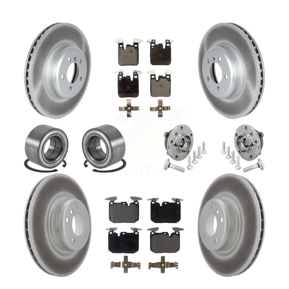 Front Rear Hub Bearing Coated Disc Brake Rotor & Pad Shoe Kit (10Pc) For BMW M240i xDrive KBB-133346