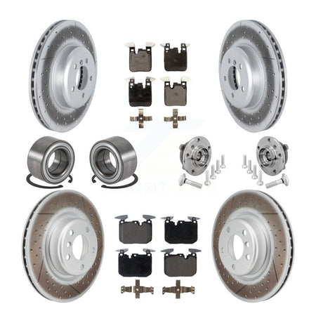 Front Rear Hub Bearing Coated Disc Brake Rotor & Pad Shoe Kit (10Pc) For BMW M240i xDrive KBB-133347