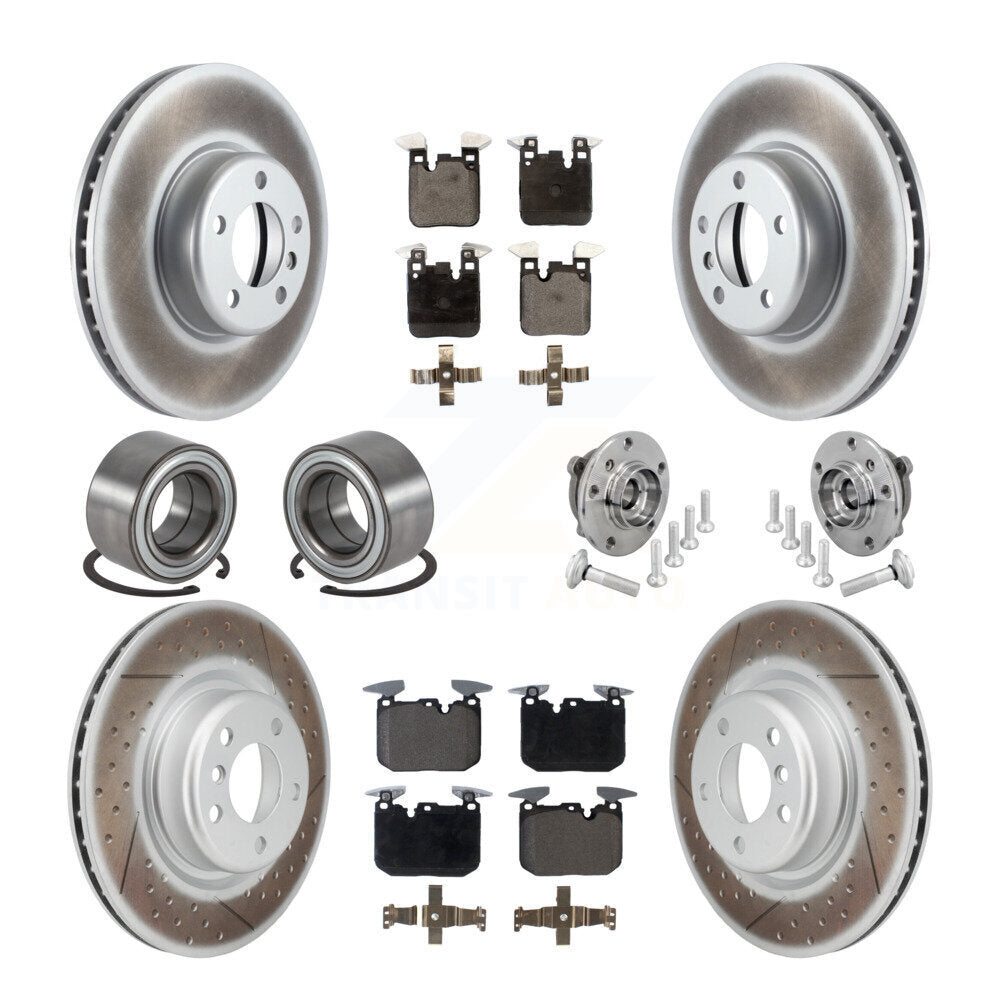 Front Rear Hub Bearing Coated Disc Brake Rotor & Pad Shoe Kit (10Pc) For BMW M240i xDrive KBB-133349