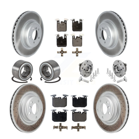 Front Rear Hub Bearing Coated Disc Brake Rotor & Pad Shoe Kit (10Pc) For BMW M240i xDrive KBB-133350