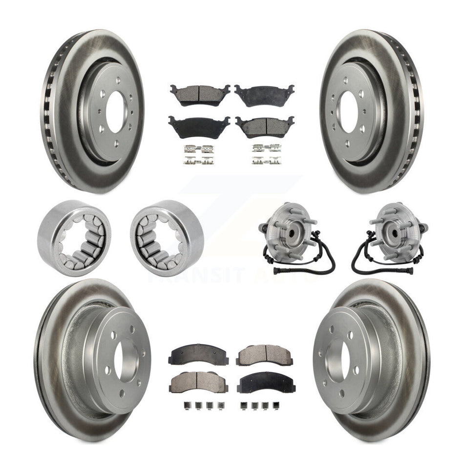 Front Rear Hub Bearing Coat Brake Rotor Pads Shoe Kit (10Pc) For 2015-2017 Ford F-150 RWD KBB-133353