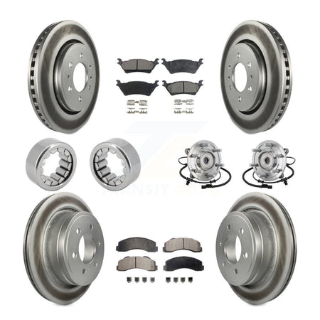 Front Rear Hub Bearings Coated Disc Brake Rotors And Pads Shoes Kit (10Pc) For Ford F-150 KBB-133355