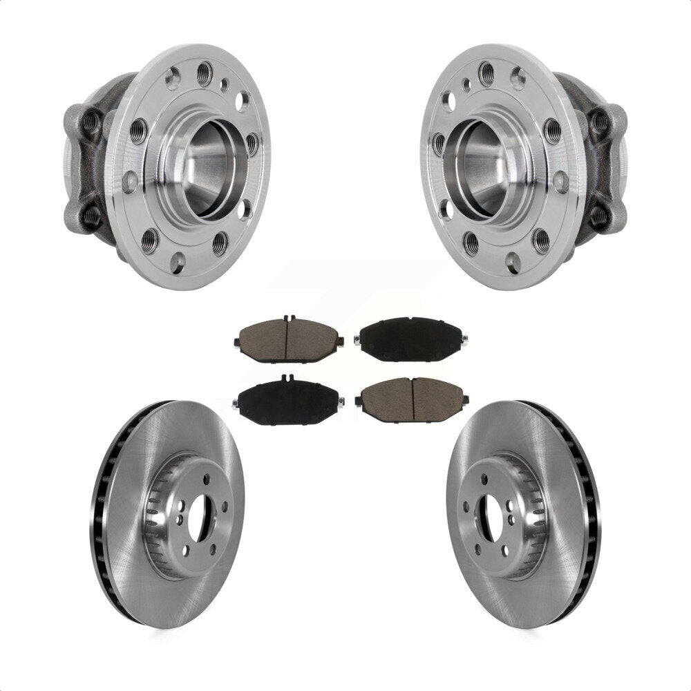 Front Hub Bearing Brake Rotor Pads Kit For 15-21 Mercedes-Benz C300 Without Sport Package KBB-133382