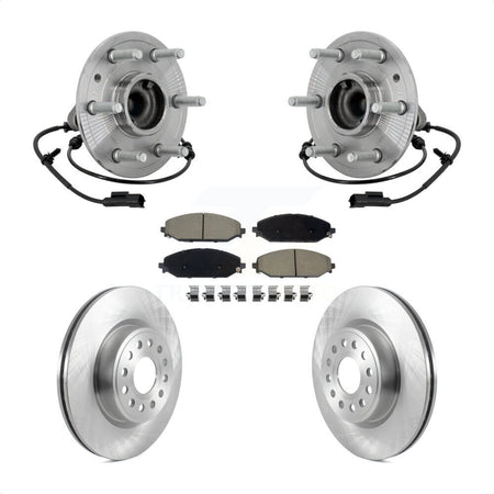 Front Hub Bearing Assembly Brake Rotor & Pads Kit For Ram 1500 Without 22" Factory Wheels KBB-133388