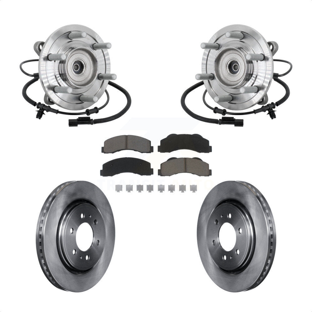 Front Hub Bearing Assembly Disc Brake Rotor & Pad Kit For 2017 Ford F-150 Raptor with 4WD KBB-133402